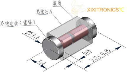 MELF-de Stijloppervlakte zet de reeks van de Glasntc Thermistor MF59 op